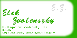 elek zvolenszky business card